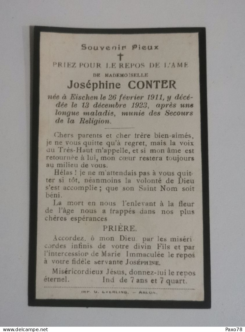 Doodebiller Luxemburg, Eischen, 1923 - Avvisi Di Necrologio