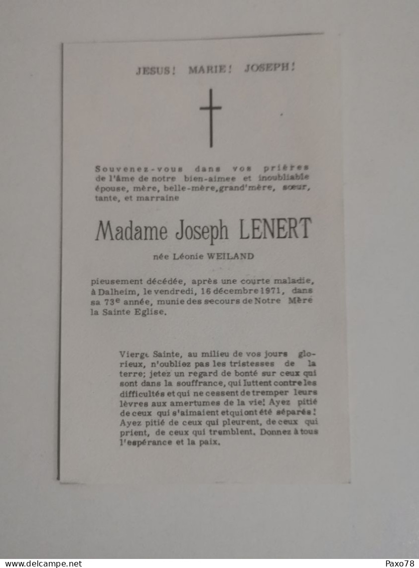 Doodebiller Luxemburg, Dalheim 1971 - Todesanzeige