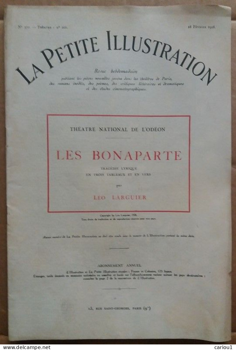 C1 NAPOLEON Leo LARGUIER - LES BONAPARTE 1928 Petite Illustration Theatre Port Inclus France - Français