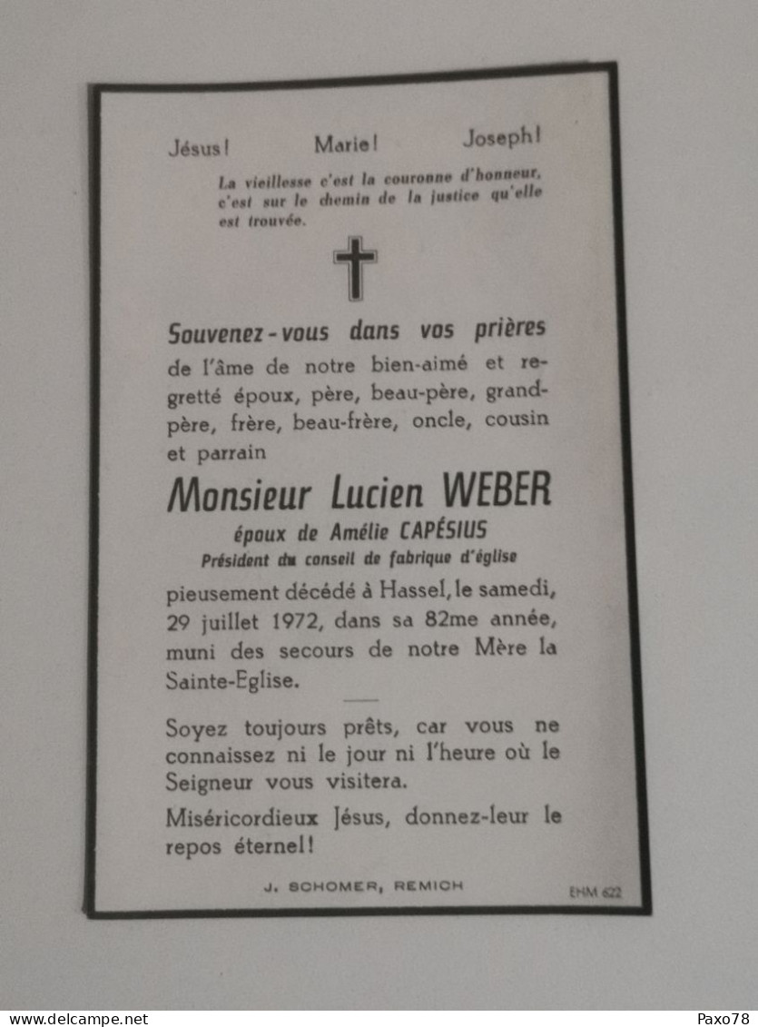 Doodebiller Luxemburg, Hassel 1972 - Todesanzeige