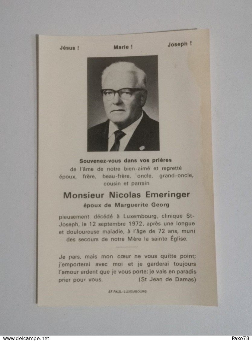 Doodebiller Luxemburg, Luxembourg 1972 - Todesanzeige