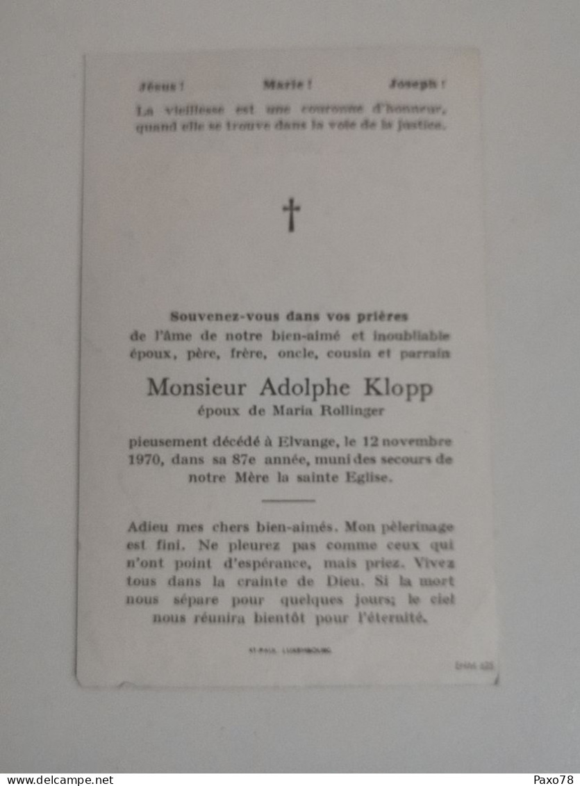 Doodebiller Luxemburg, Elvange 1970 - Obituary Notices