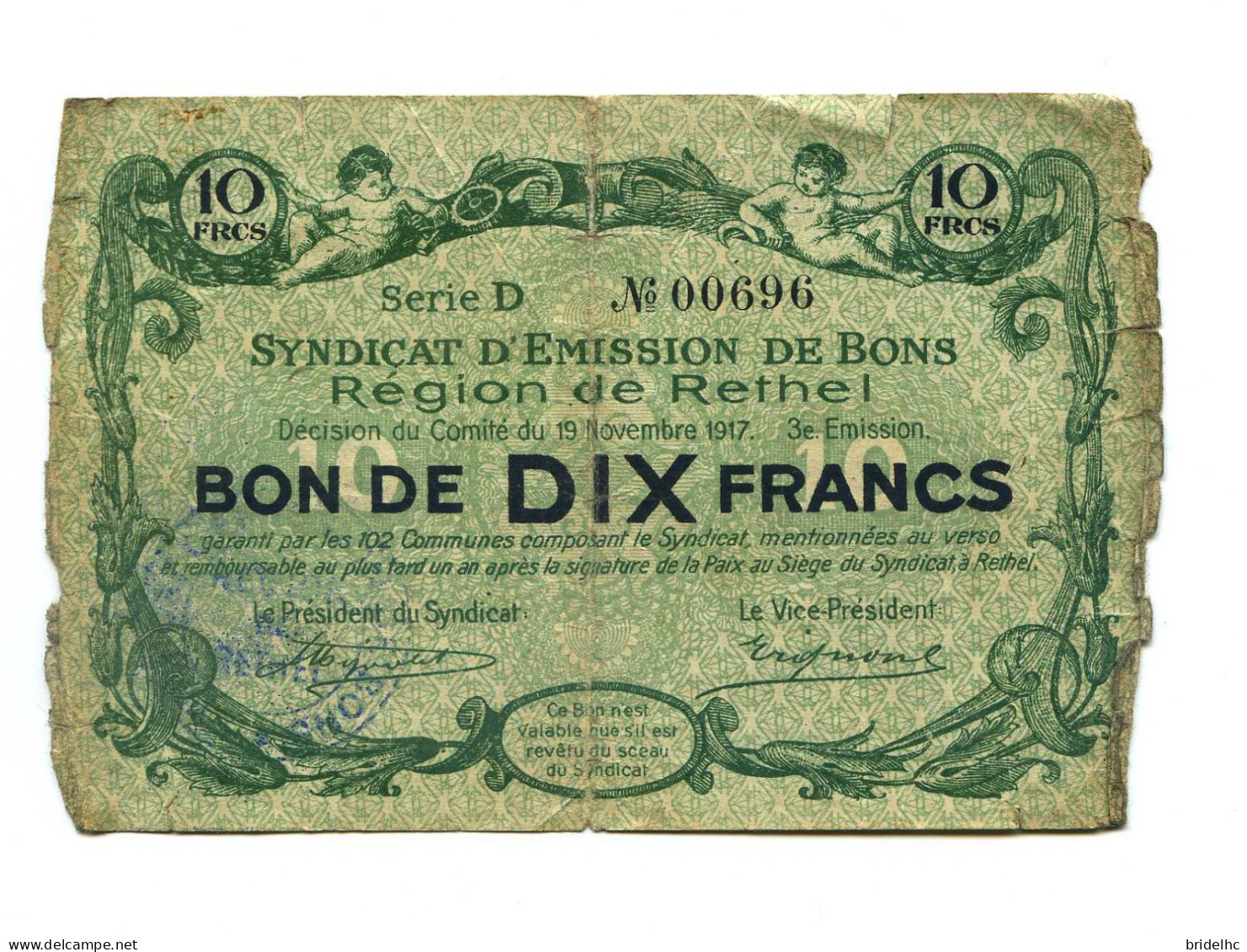 10 Francs Syndicat D'Émission De La Région De Rethel - Bons & Nécessité