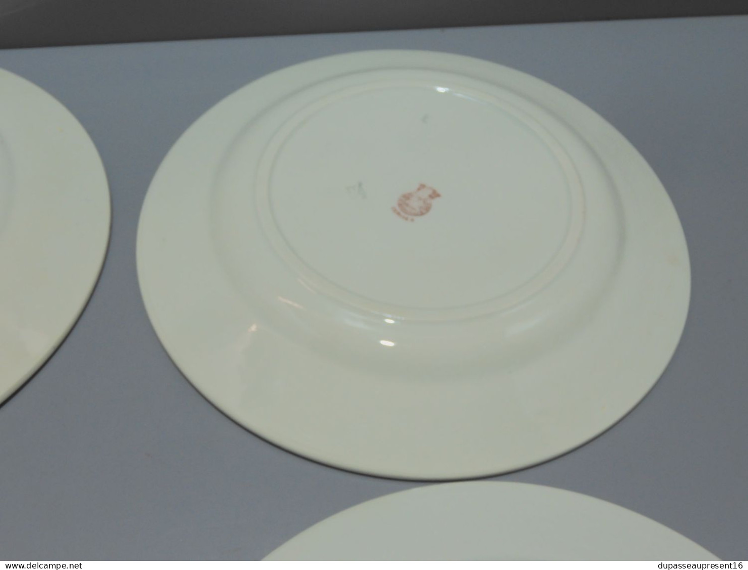 -5 ASSIETTES PLATES DEMI PORCELAINE BADONVILLER modèle CERISES Table  E