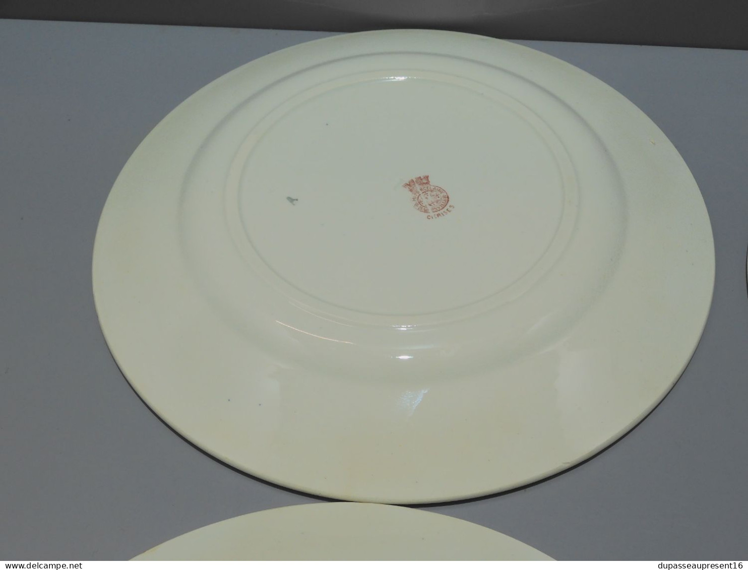 -5 ASSIETTES PLATES DEMI PORCELAINE BADONVILLER modèle CERISES Table  E