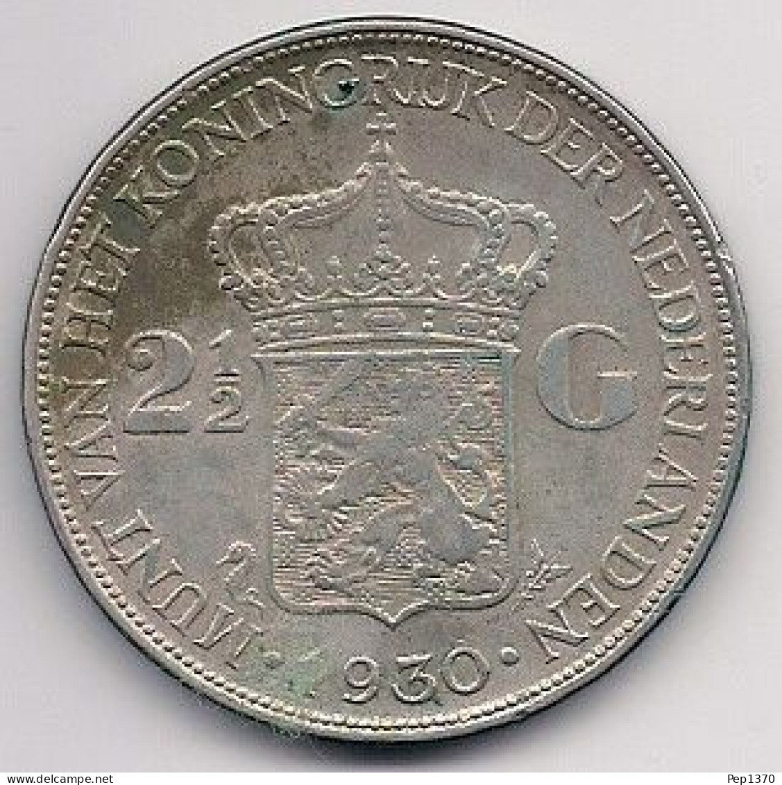 HOLANDA - 2 1/2 GULDEN DE PLATA DE 1930 - GUILLERMINA I - KM # 165 - 2 1/2 Florín Holandés (Gulden)