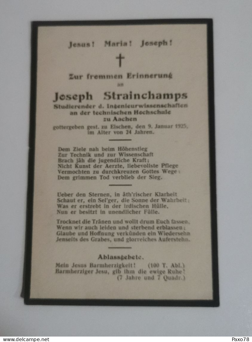 Doodebiller Luxemburg, Eischen 1925 - Todesanzeige