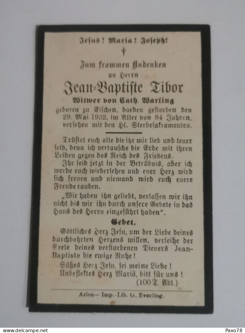 Doodebiller Luxemburg, Eischen 1932 - Todesanzeige