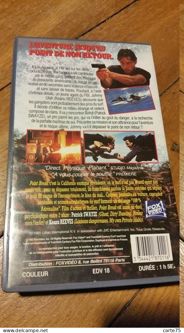 VHS Point Break 1991 Patrick Swayze Keanu Reeves - Politie & Thriller