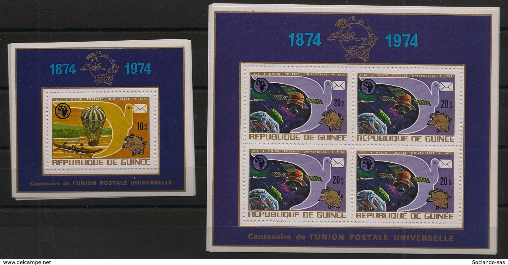 GUINEE - 1974 - Bloc Feuillet BF N°Mi. 35A Et 36A - UPU - Neuf Luxe ** / MNH / Postfrisch - UPU (Union Postale Universelle)