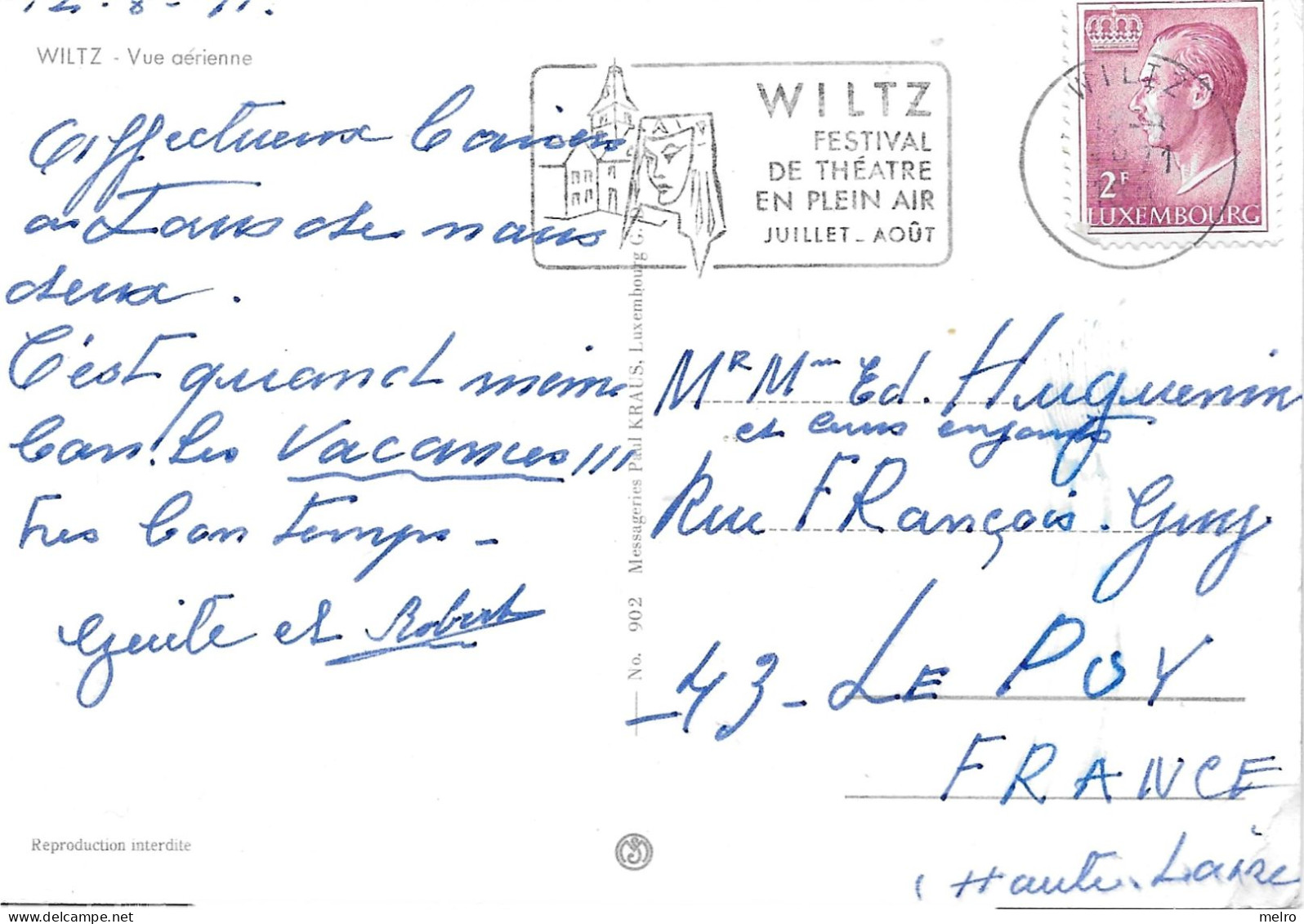 CPSM - LUXEMBOURG / WILTZ - Vue Aérienne / Timbre - Stamp - Wiltz