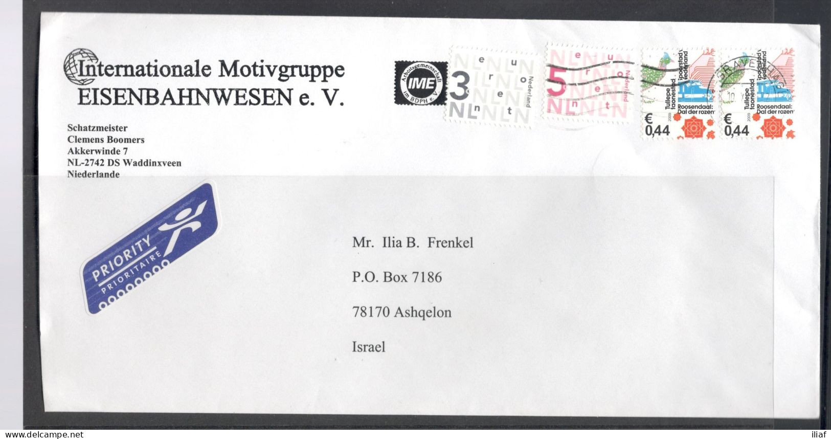 Netherlands. Priority Letter, Sent From S’Graverhage (The Hague)  On 10.10.2010 To Israel. - Storia Postale