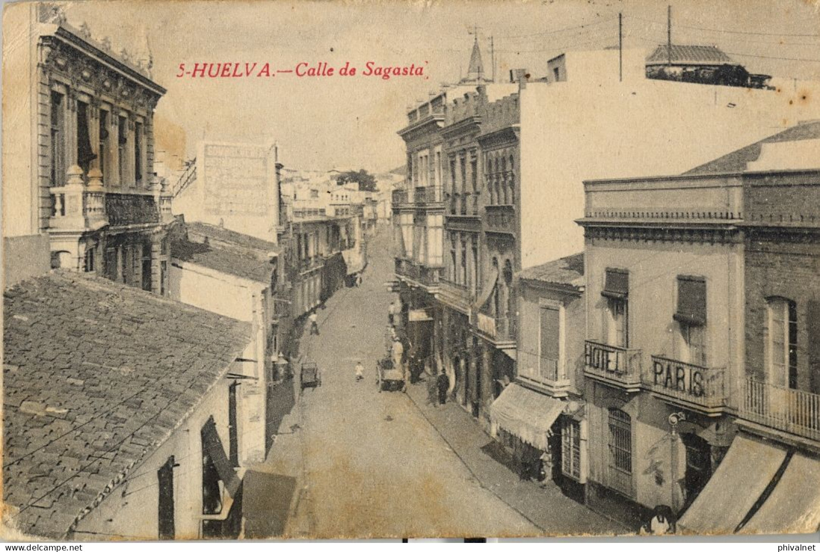 HUELVA , CALLE DE SAGASTA , ED. FOTOTIPIA CASTAÑEIRA , ALVAREZ Y LEVENFELD , T.P. CIRCULADA - Huelva