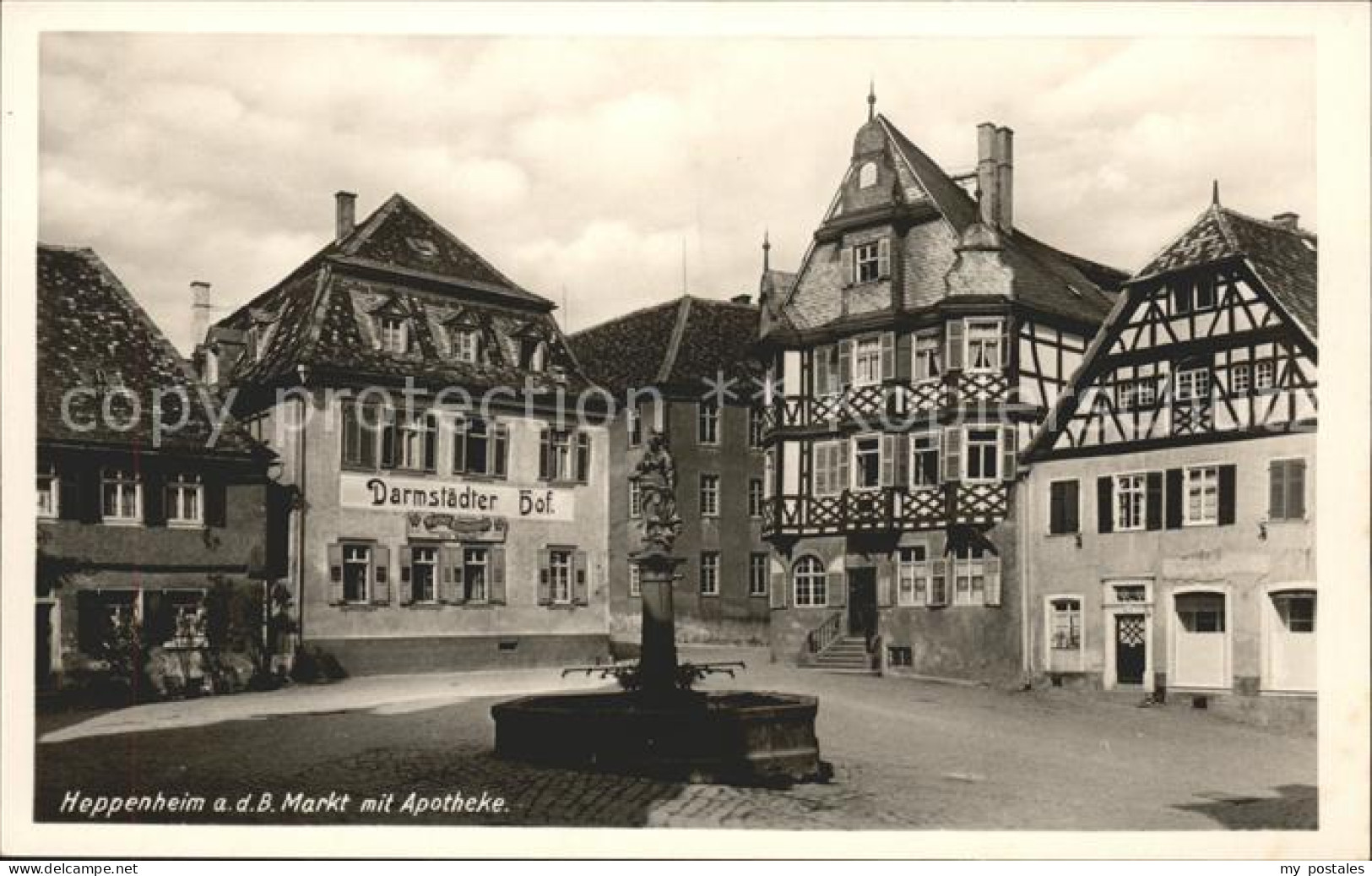 41576011 Heppenheim Bergstrasse Markt Brunnen Apotheke Gaststaette Darmstaedter  - Heppenheim