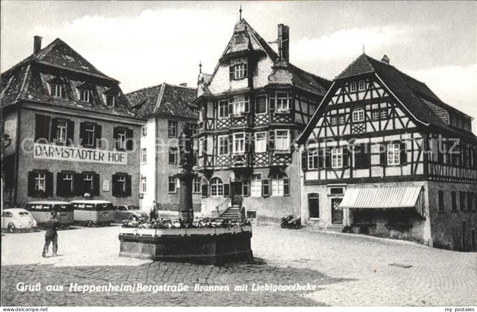 41576007 Heppenheim Bergstrasse Brunnen Mit Liebigapotheke Gaststaette Darmstaed - Heppenheim