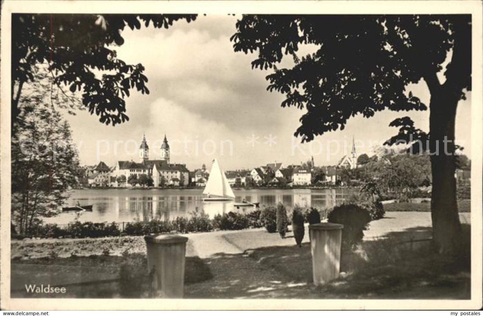 41575766 Bad Waldsee Promenade Am Stadtsee Segelboot Kirche Bahnpost Bad Waldsee - Bad Waldsee