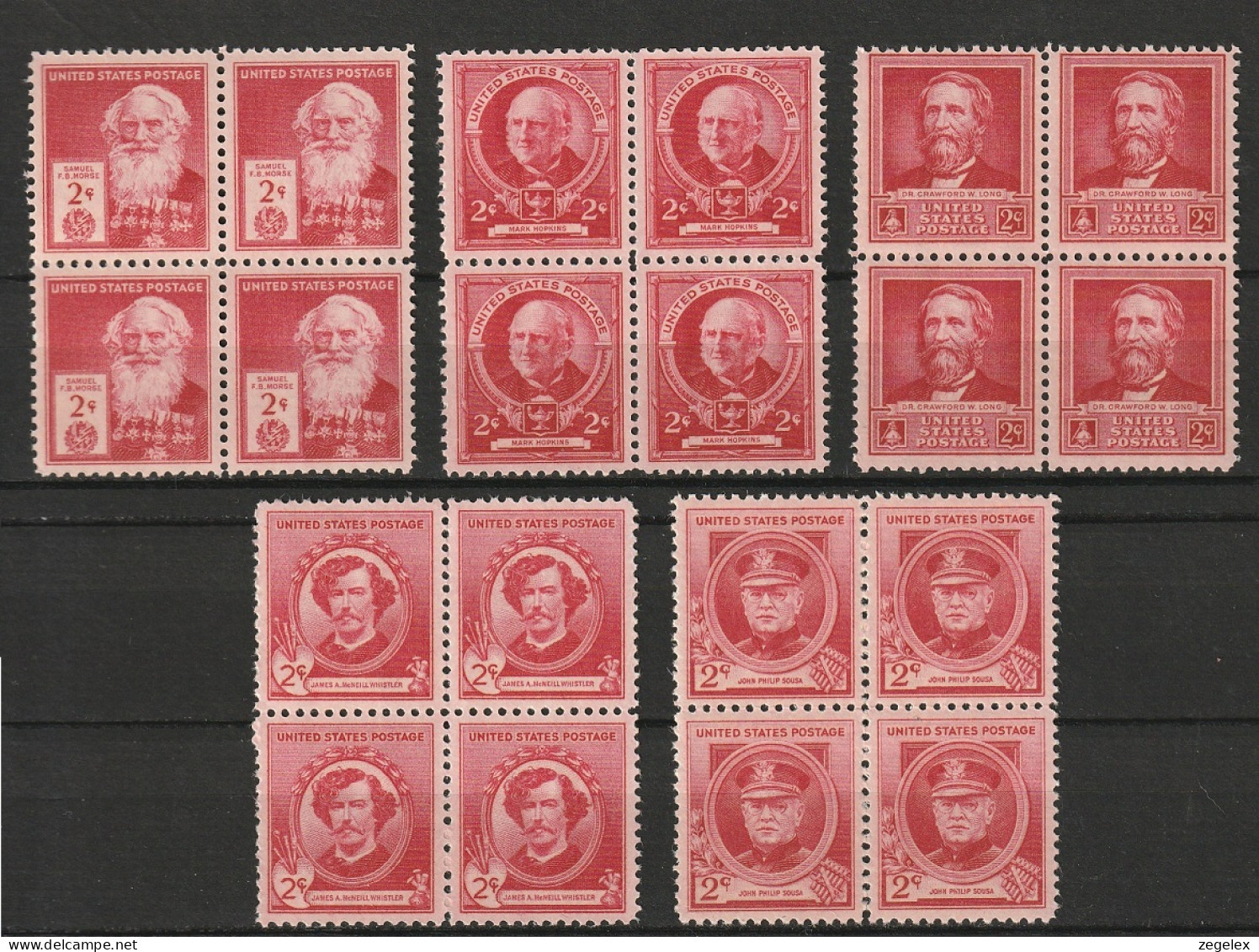 USA 1940 Famous American Various Blocks Of 4 MNH** Scott No. 870, 875, 880, 885, 890 - Unused Stamps