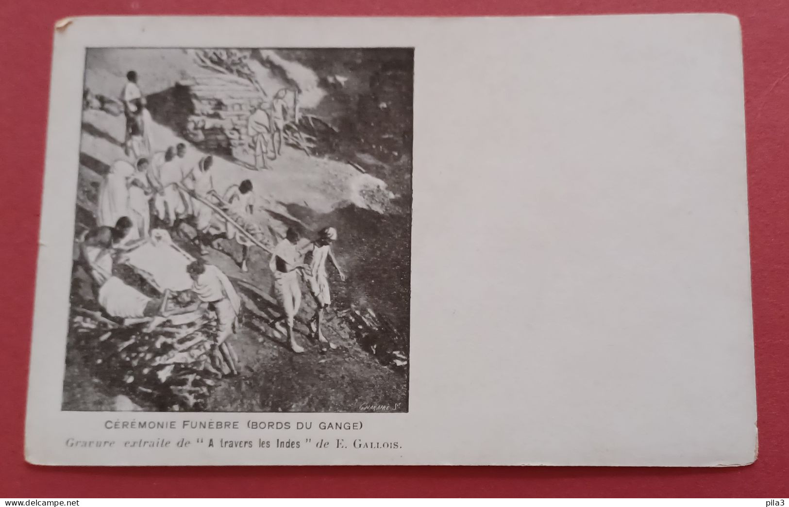 Cérémonie Funèbre (bords Du Gange) Gravure Extraite De "A Traversles Indes"de E. Gallois - Funeral