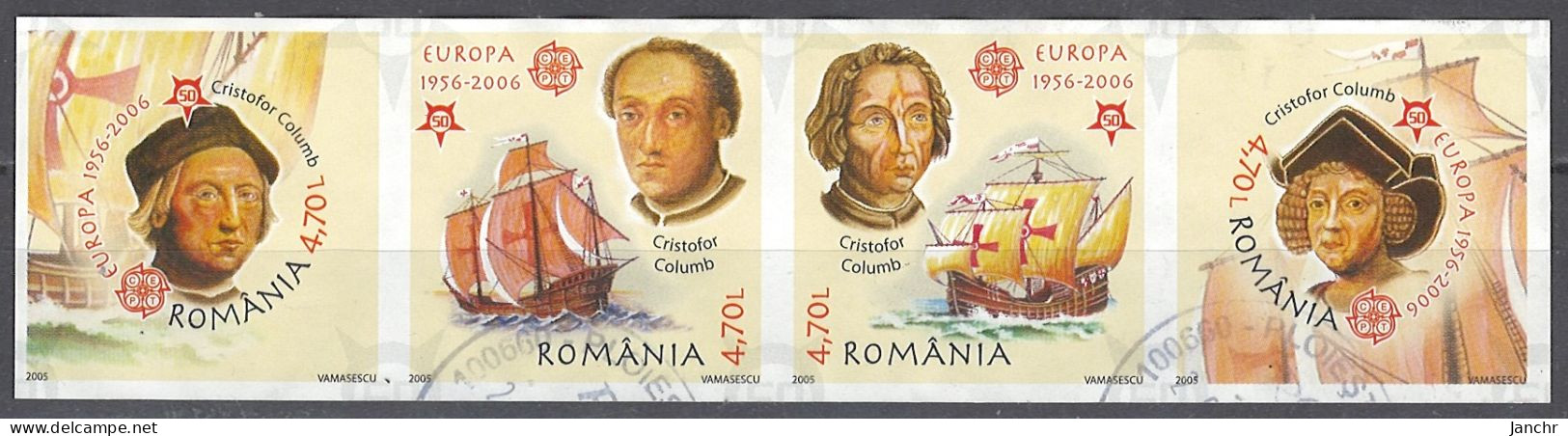 Romania 2005. Mi.Nr. 5974 B - 5977 B Vierstreifen, Used O - Usado