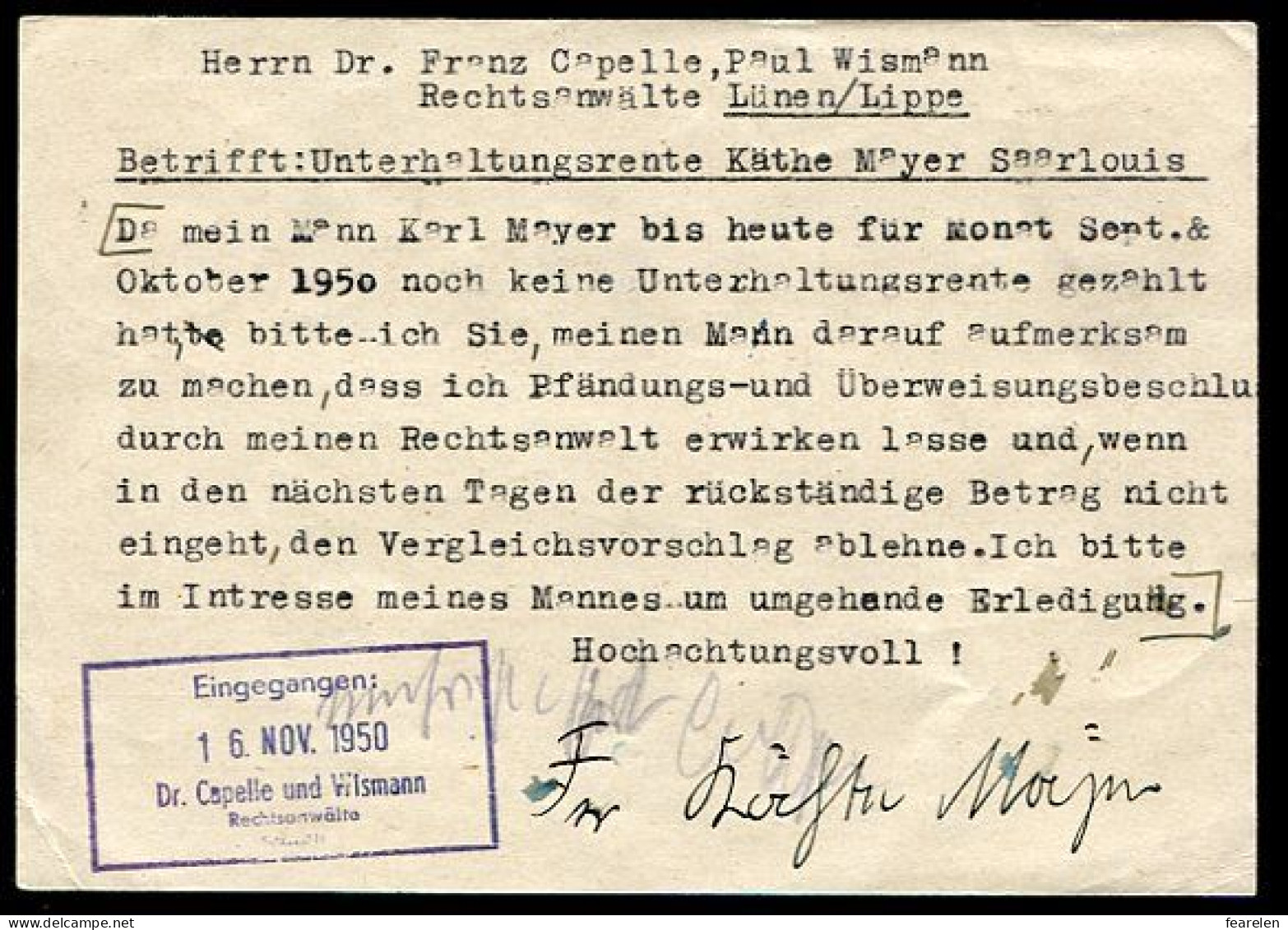 Occupation En Allemagne ; Sarre Document N°4, Saarland - Interi Postali