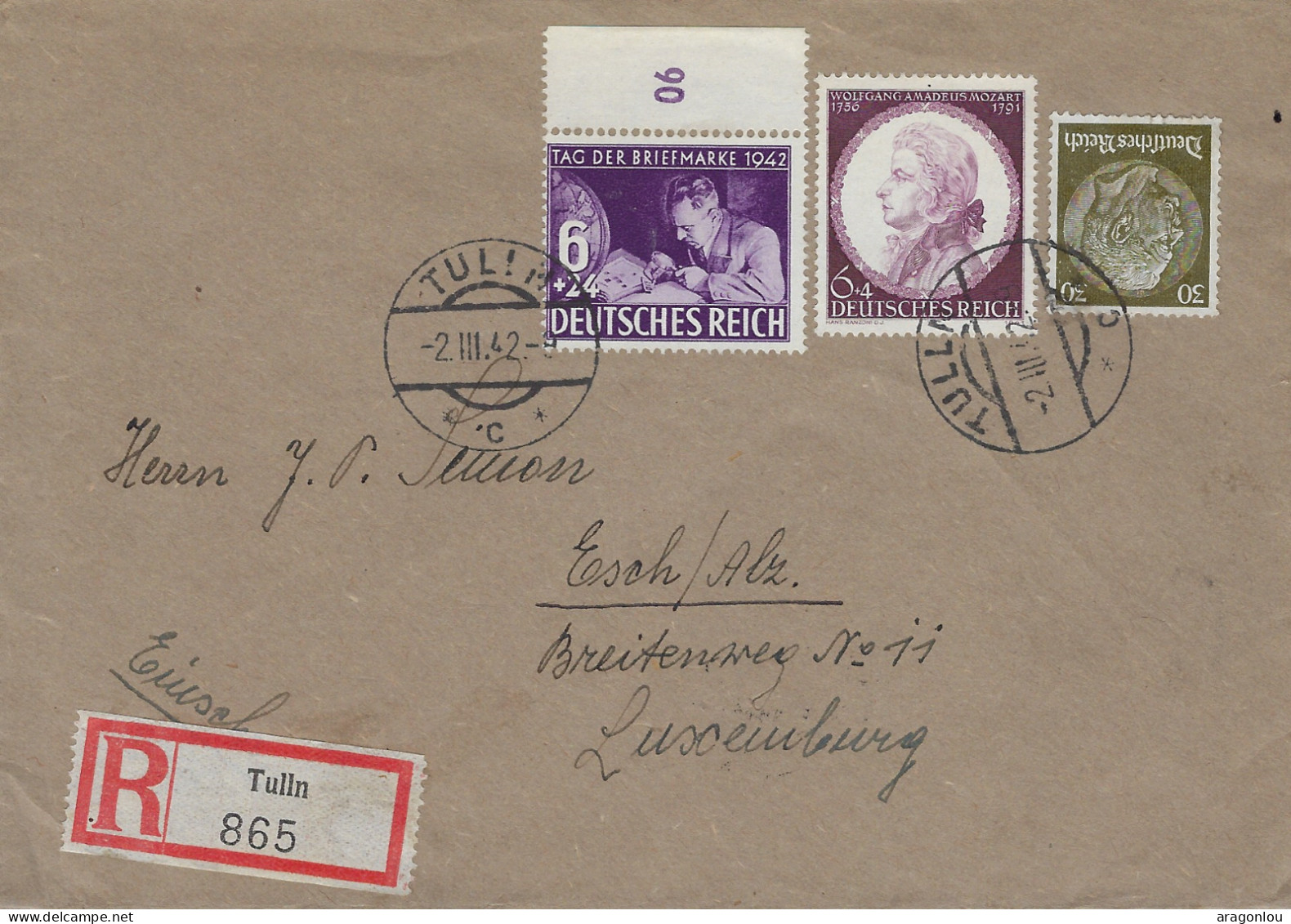 Luxembourg - Luxemburg - Lettre   Recommandé  1942   Occupation - Adressiert An J.P. Simon , Esch / Alzette - 1940-1944 Occupation Allemande