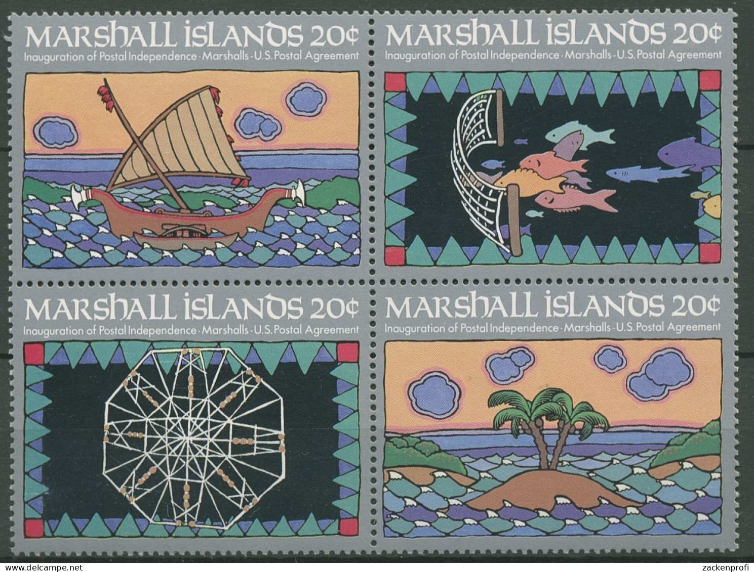 Marshall-Inseln 1984 Postalische Unabhängigkeit 1/4 ZD Postfrisch (C73017) - Marshall