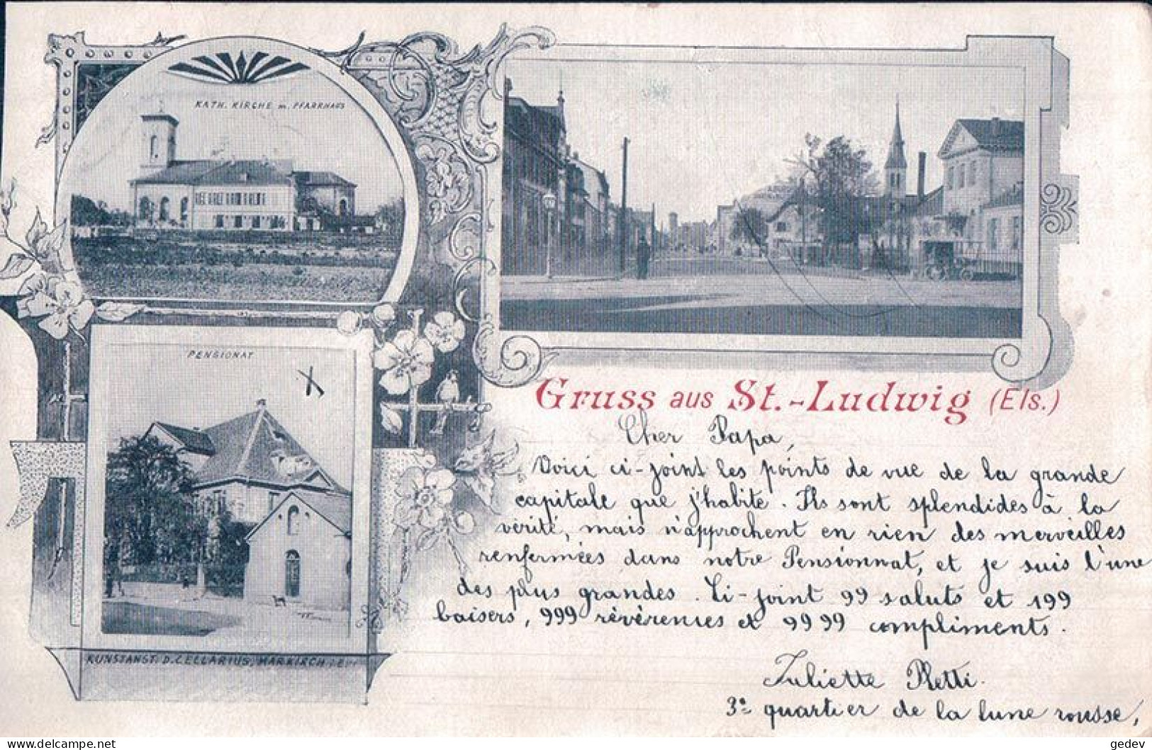 France 68, Gruss Aus St Ludwig Els., 3 Vues (21.2.1898) - Saint Louis