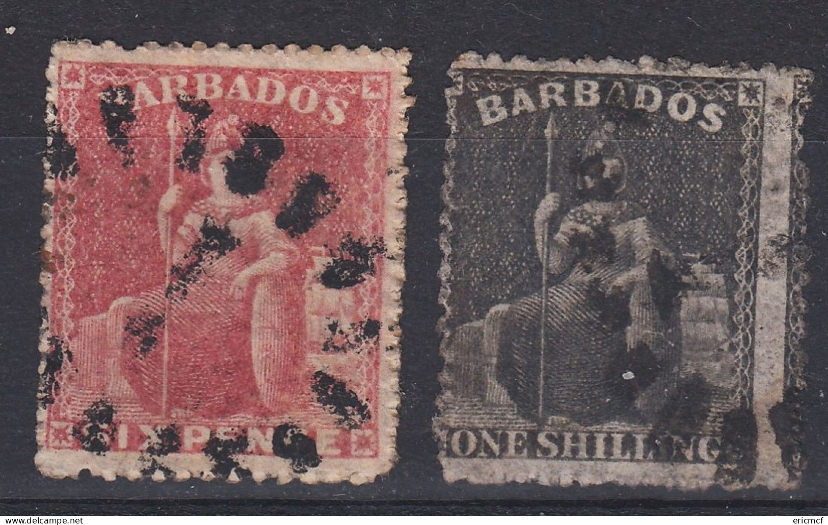 Barbados 1861 6d + 1/- Used - Barbados (...-1966)