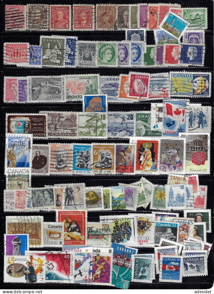 CANADA 100 DIFFERENT STAMPS CANCELLED - Collections