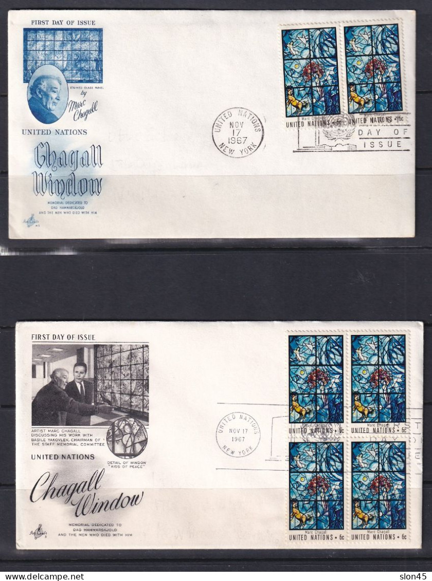 USA UN  1967 5 FD Issue Cancel Chagall Window Expo 76 15828 - Lettres & Documents