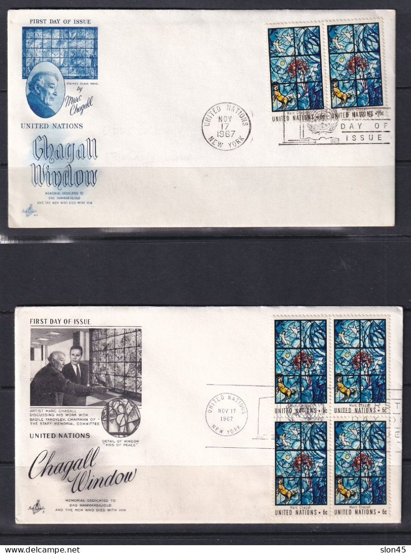 USA UN  1967 5 FD Issue Cancel Chagall Window Expo 76 15828 - Storia Postale