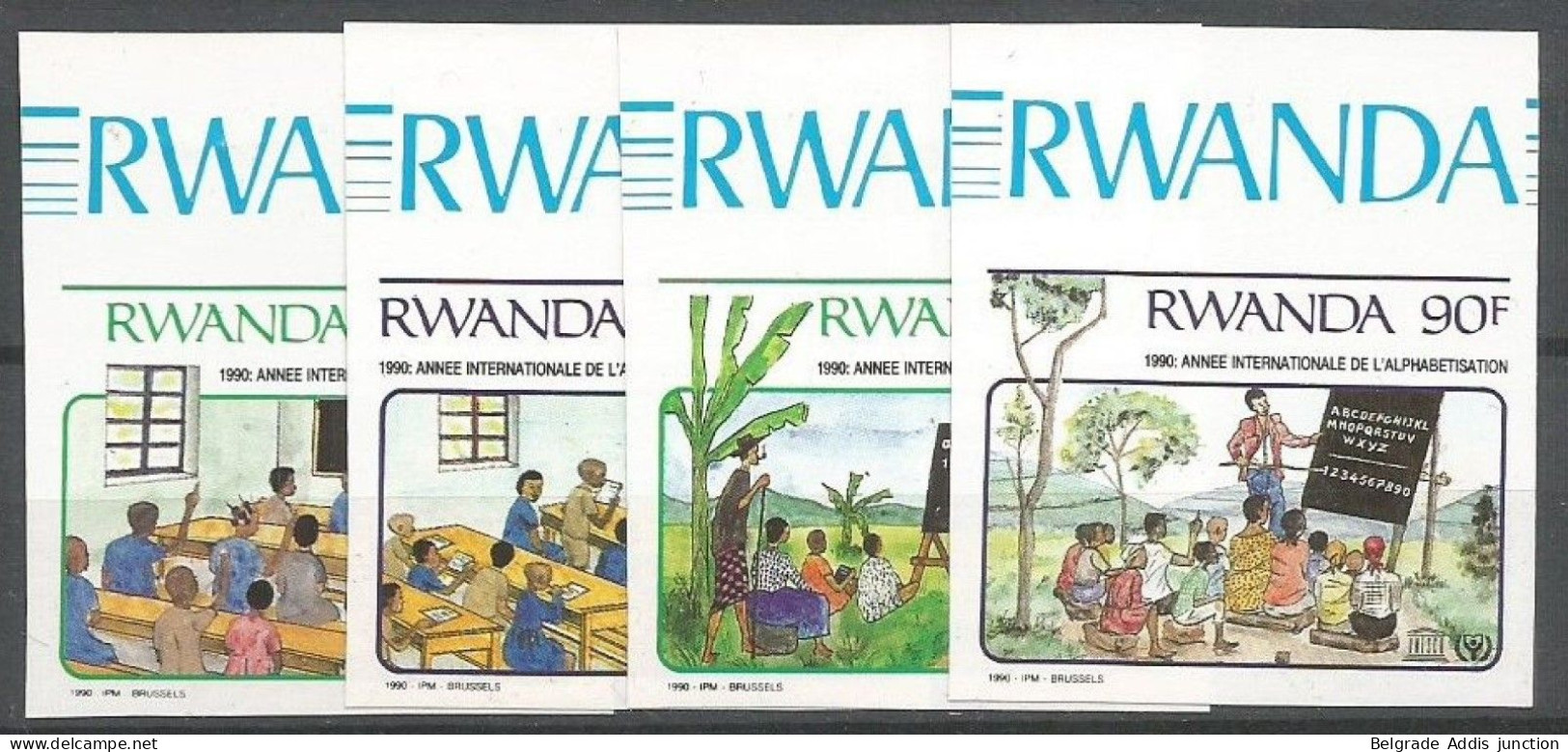 Rwanda COB 1380/83ND Non-Dentelés Imperforated MNH / ** 1991 Alphabétisation - Ungebraucht