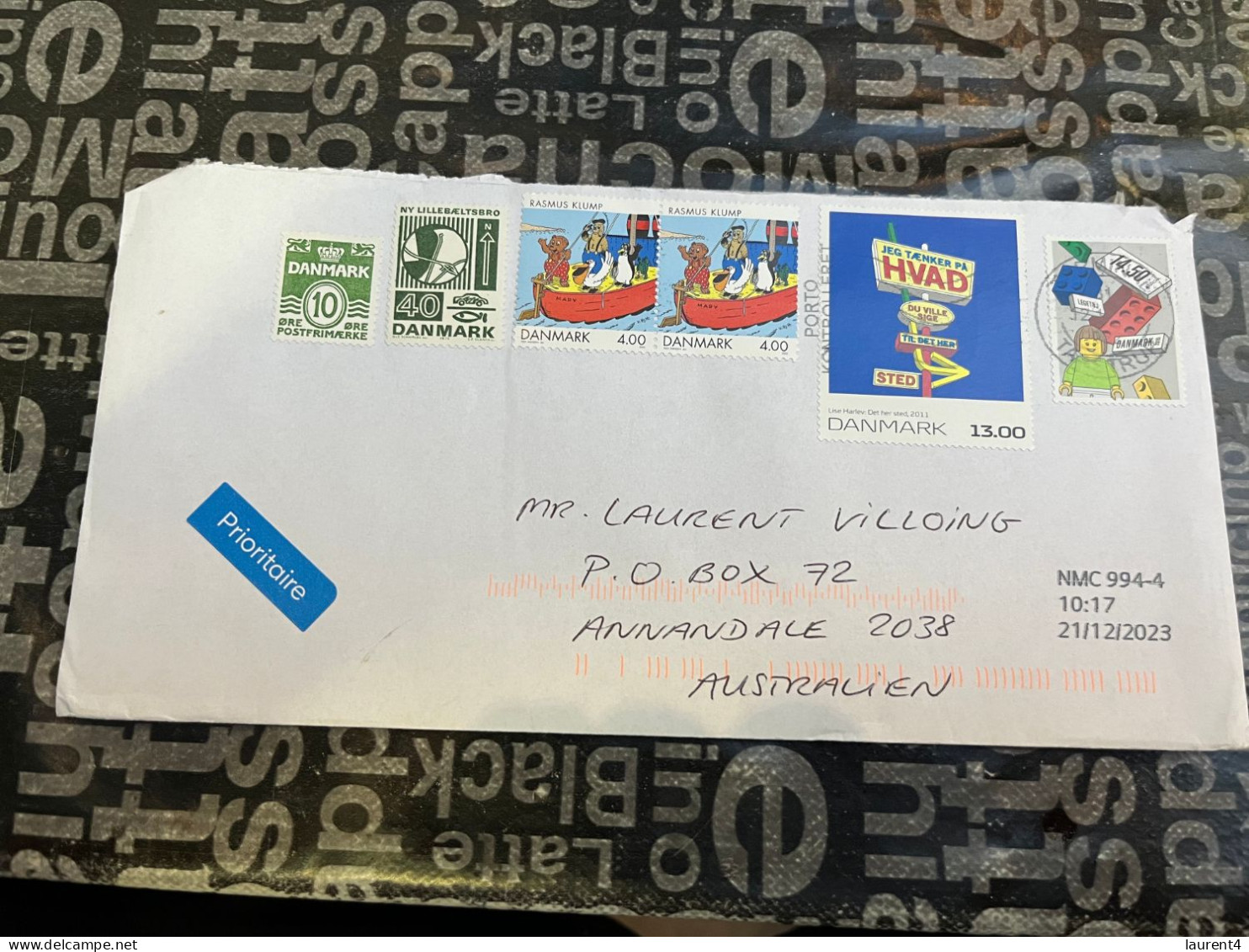 12-1-2024 (1X4) Letter Posted From Denmark To Australia (2023) With Many Stamps - EUROPA Lego - Lettres & Documents