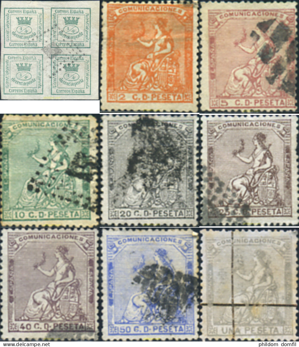 365770 USED ESPAÑA 1873 CORONA MURAL Y ALEGORIA A LA REPUBLICA - Unused Stamps