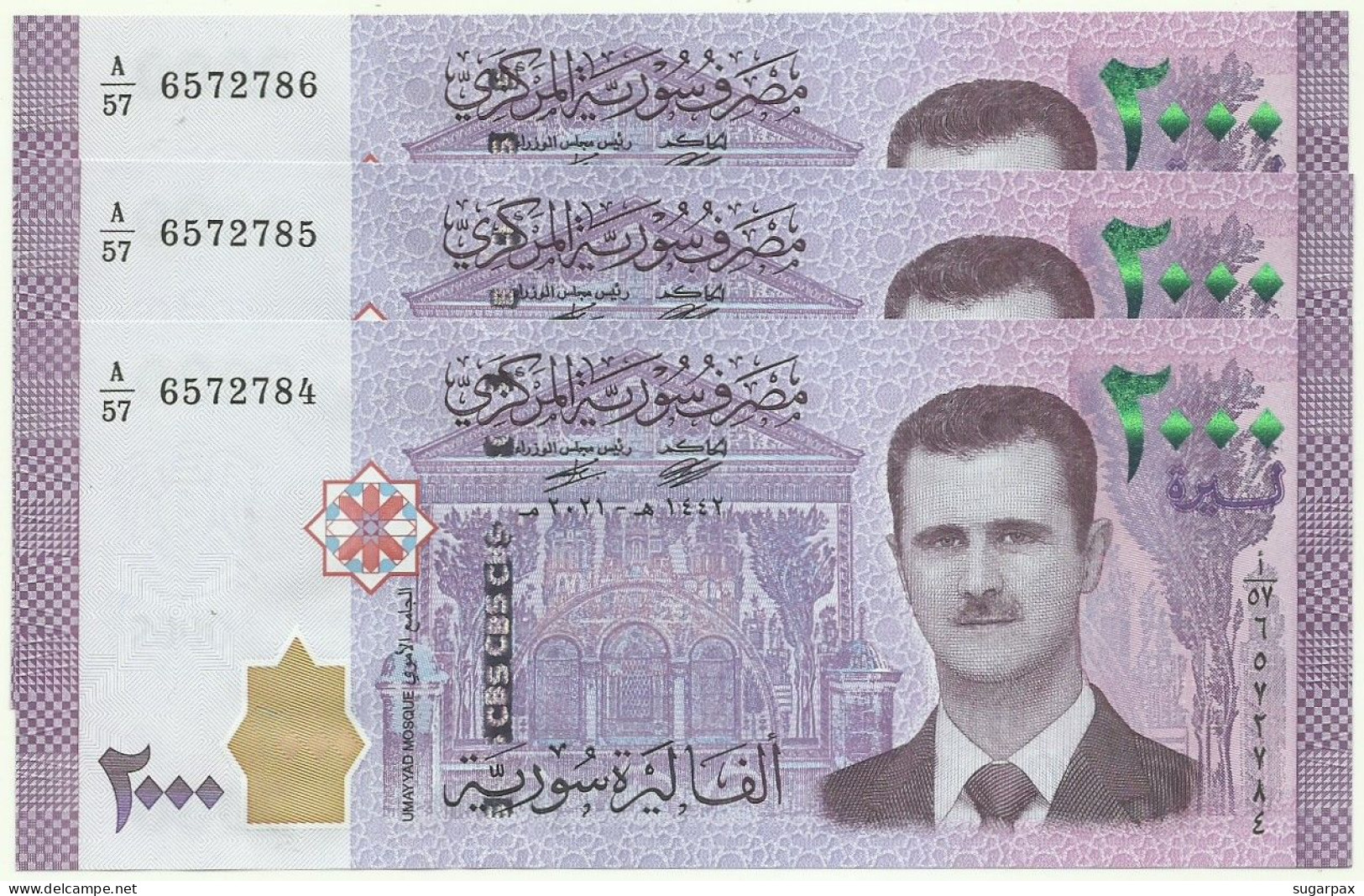 Syria - 3 X 2000 Syrian Pounds - 2021 / AH 1442 - Pick 117.NEW - Unc. - Serie A/57 - 2.000 - Syria