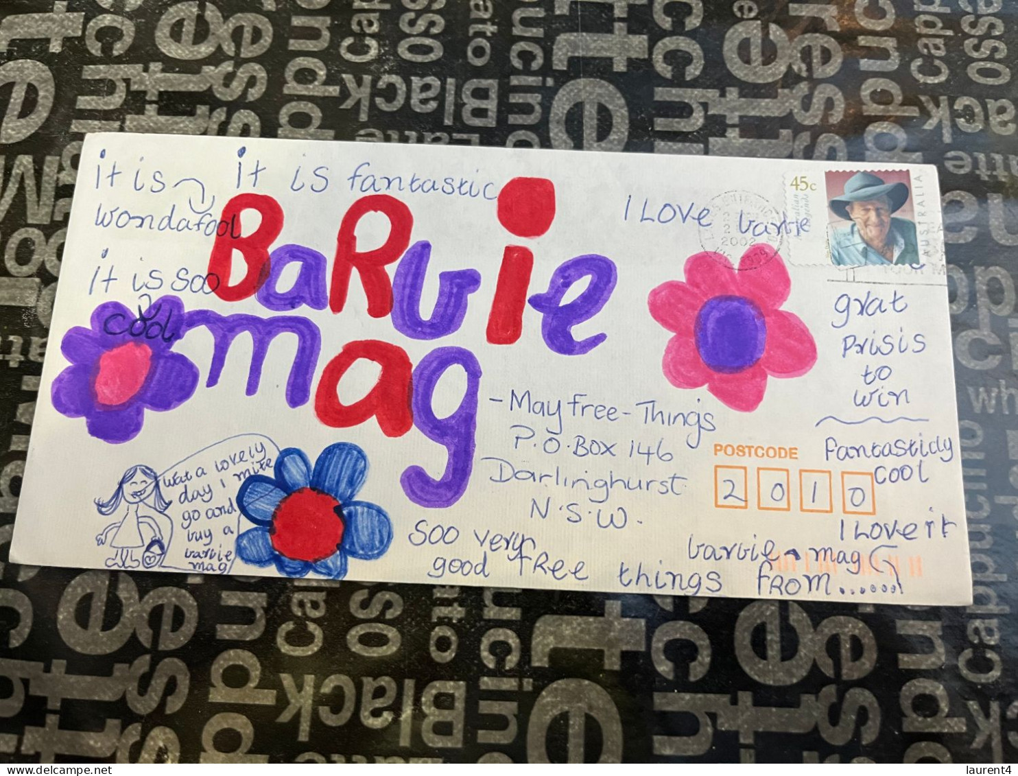 14-1-2024 (1 X 11) 1 Letter Posted Within Australia - Decorated Envelope (to Barbie Magazine) Hand Decorated - Brieven En Documenten