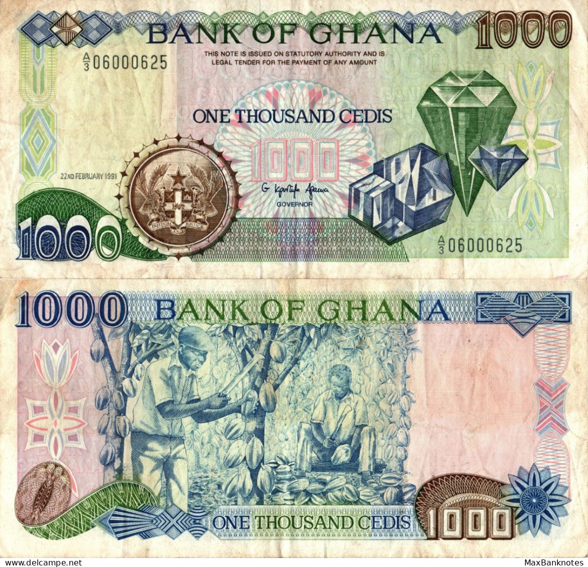 Ghana / 1.000 Cedis / 1991 / P-29(a) / VF - Ghana