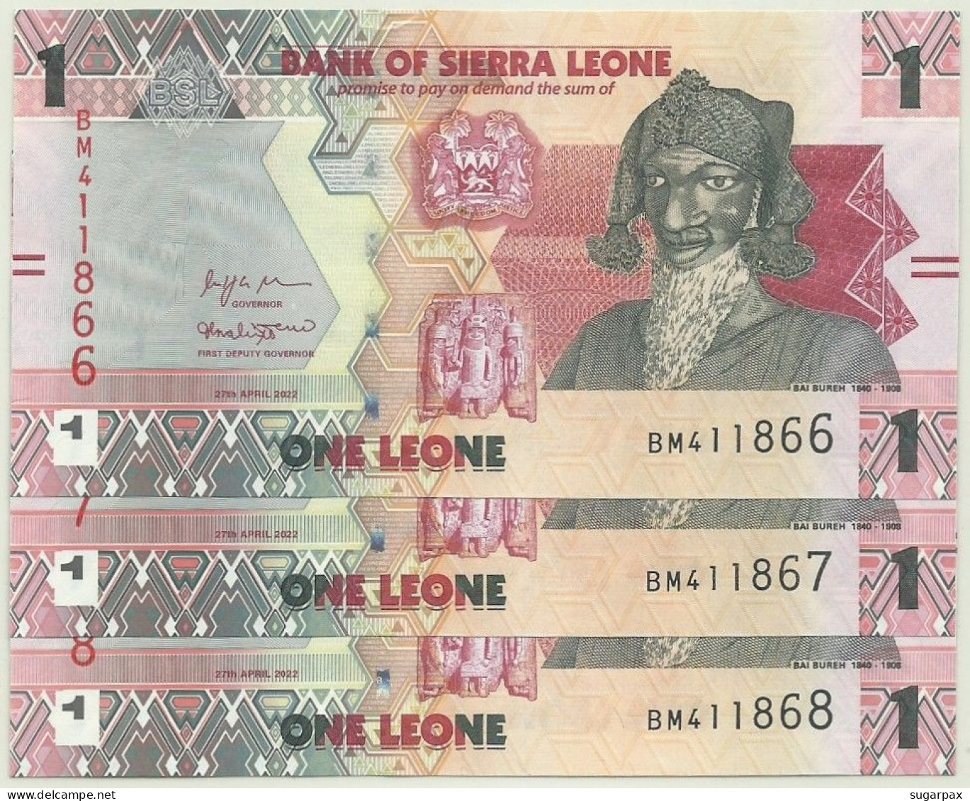 Sierra Leone - 3 X 1 Leone - 2022 - Pick: 34.NEW - Unc. - Serie BM - Sierra Leona