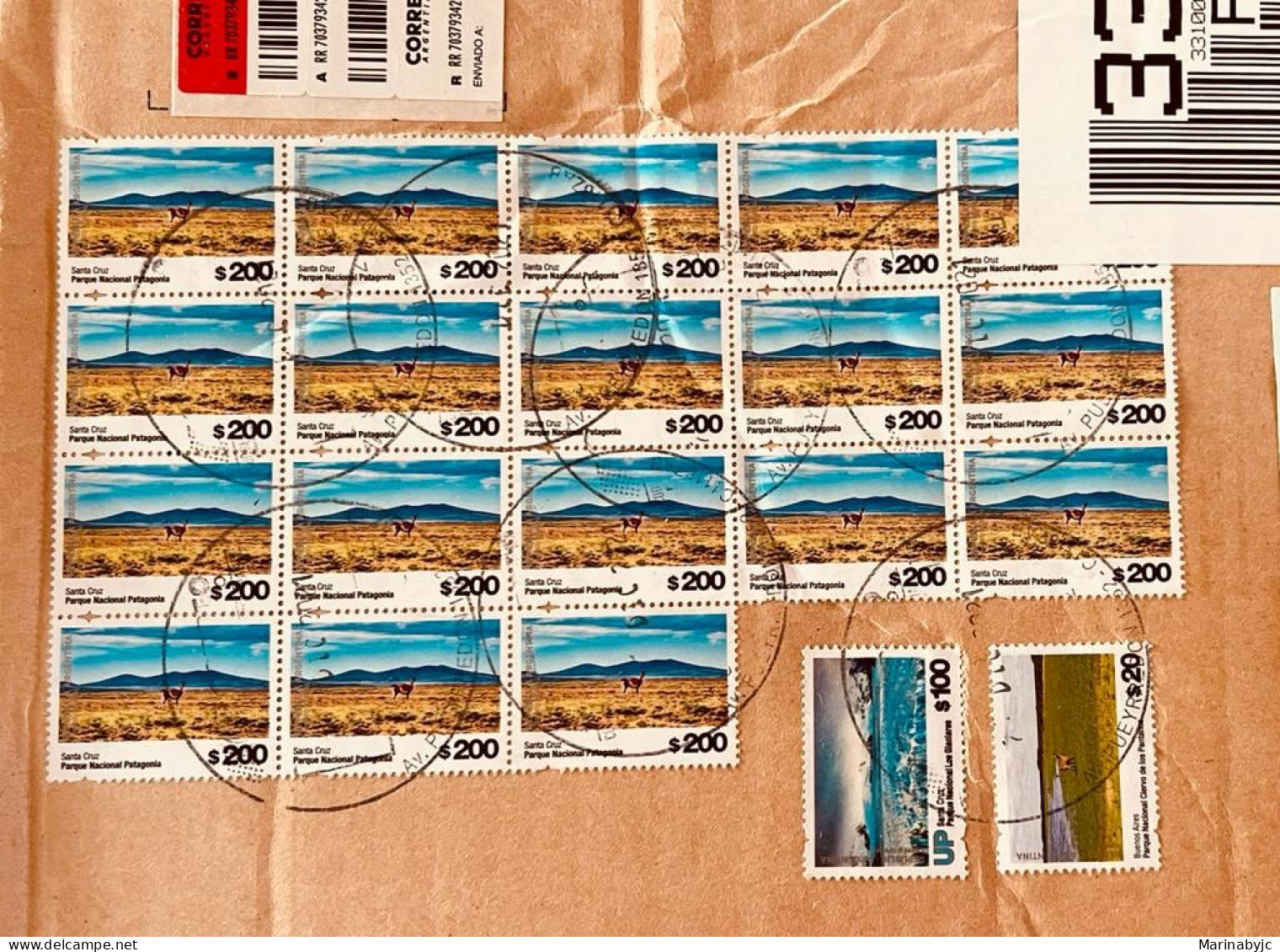 D)2019, ARGENTINA, NATIONAL PARKS, SHEET WITH 18 STAMPS FROM THE PATAGONIA NATIONAL PARK, SANTA CRUZ, WITH CANCELLATION - Gebruikt