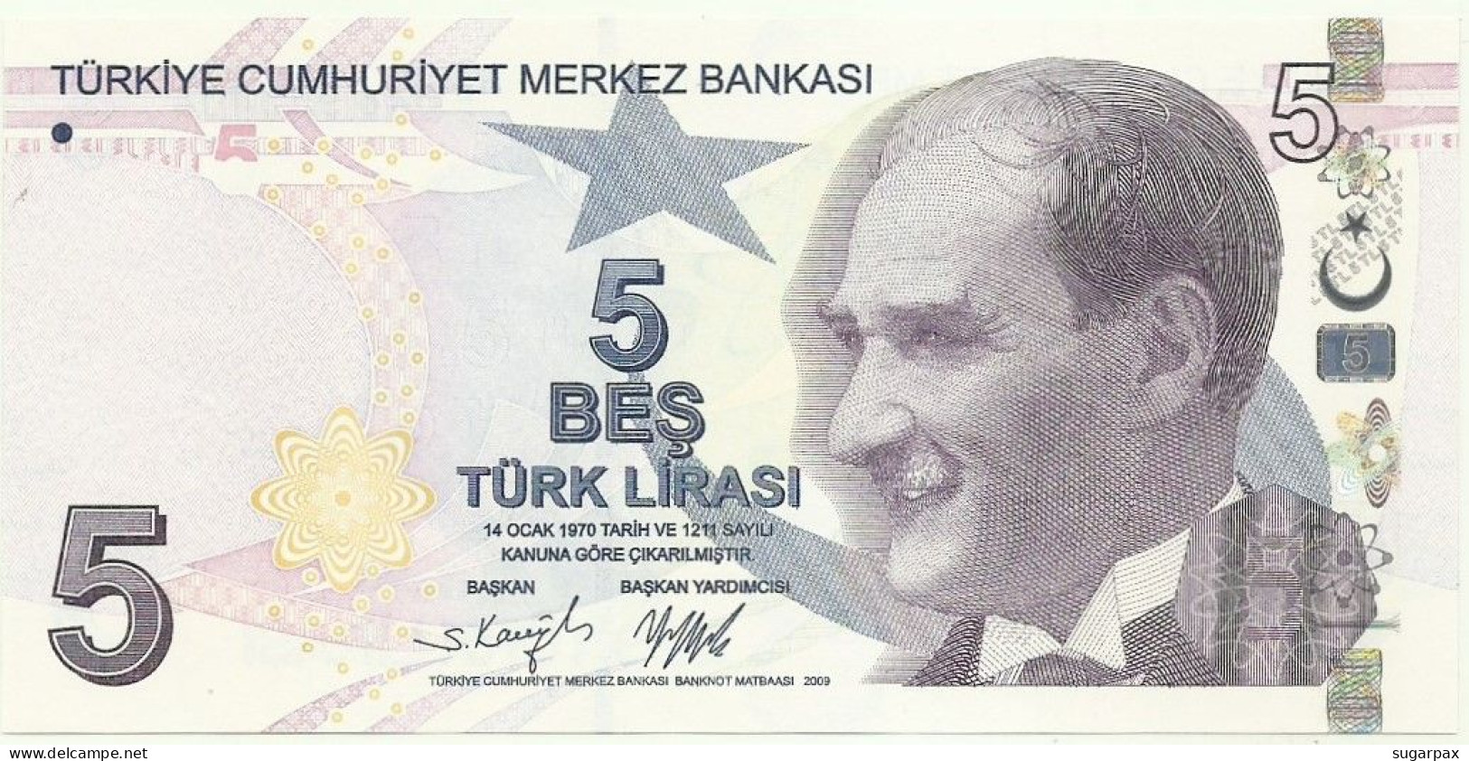 Turkey - 5 Lira - 2009 ( Prefix F = 2022 ) - P 222.f - Unc. - Serie F 046 - President Kemal Atatürk - Turkey