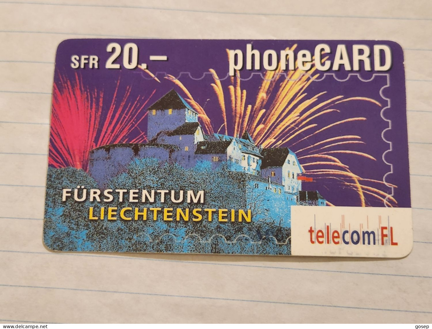 LIECHTENSTEIN-(LI-01A)-Fürstentum-Vaduz Castle-(1)-(415-485-3804-5700)-(20FRANK)-tirage-50.000-used Card - Liechtenstein