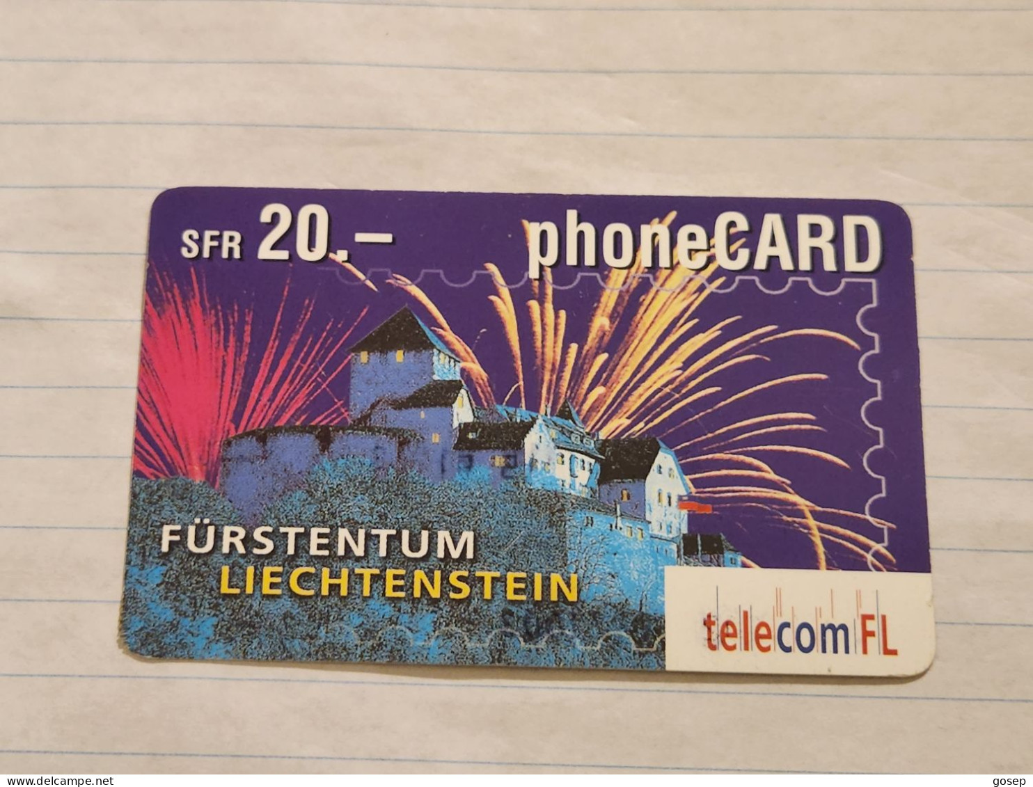 LIECHTENSTEIN-(LI-01A)-Fürstentum-Vaduz Castle-(3)-(415-491-9310-0368)-(20FRANK)-tirage-50.000-used Card - Liechtenstein