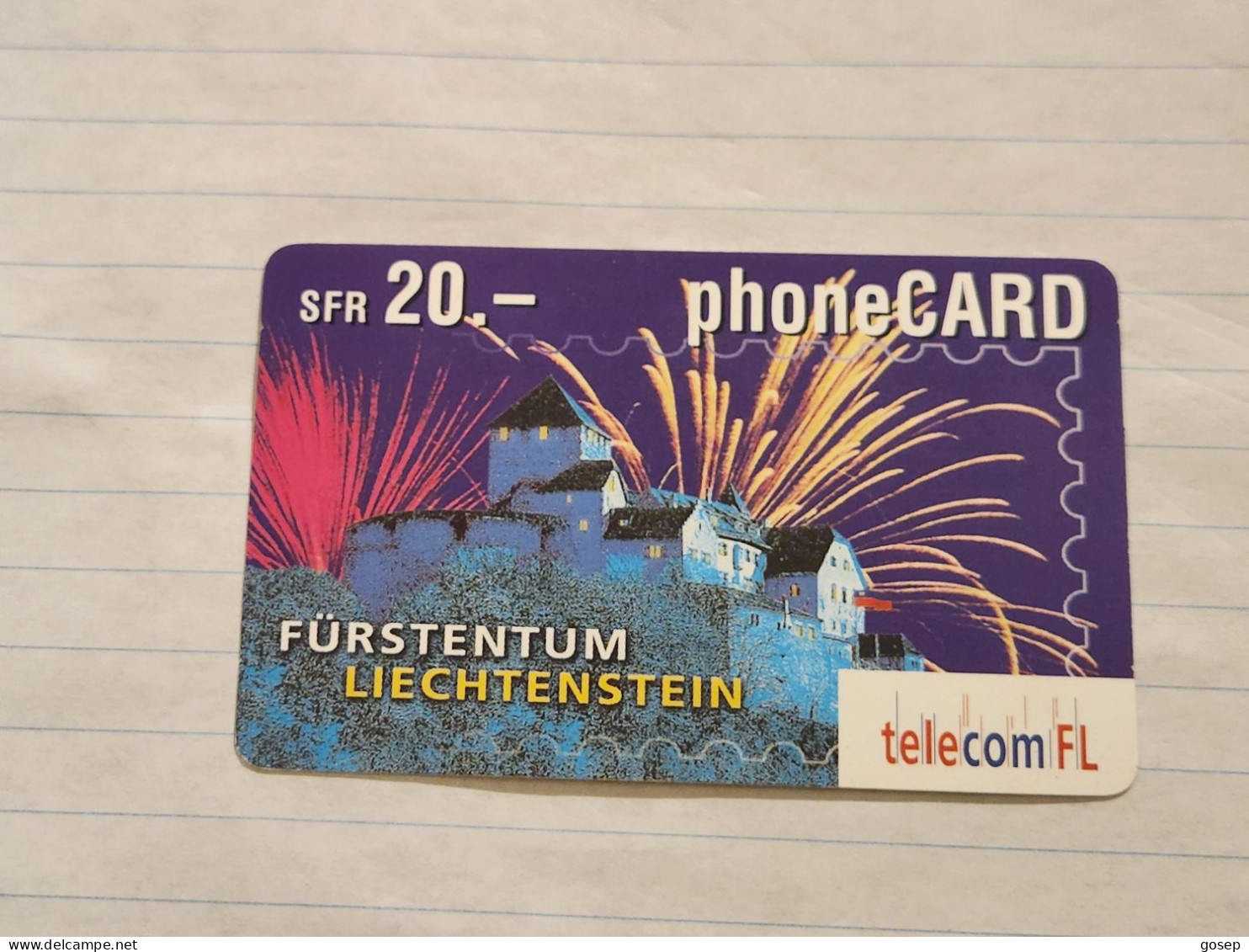 LIECHTENSTEIN-(LI-01A)-Fürstentum-Vaduz Castle-(6)-(415-499-9674-9959)-(20FRANK)-tirage-50.000-used Card - Liechtenstein