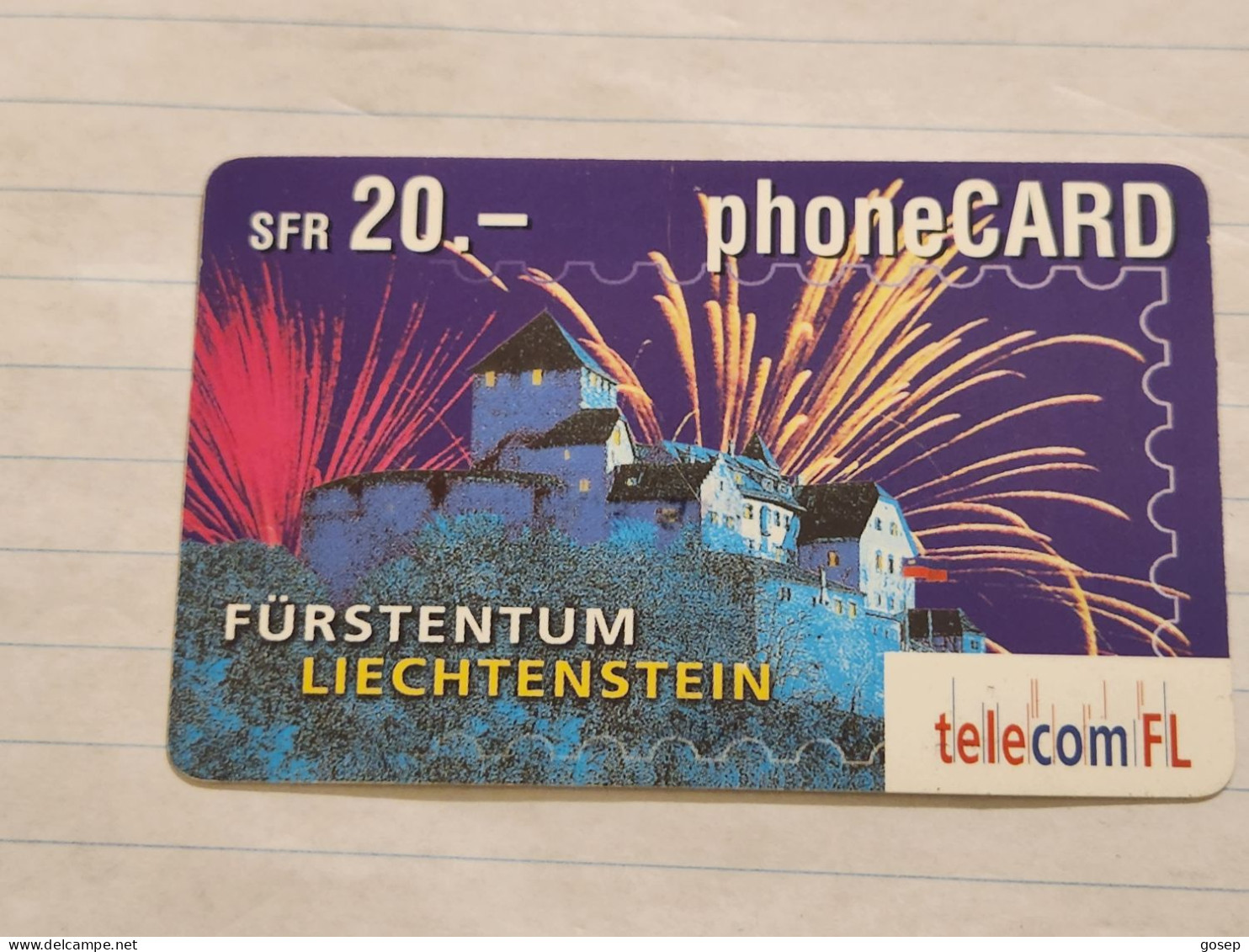 LIECHTENSTEIN-(LI-01B)-Fürstentum-Vaduz Castle-(9)-(415-502-2993-2510)-(20FRANK)-tirage-50.000-used Card - Liechtenstein