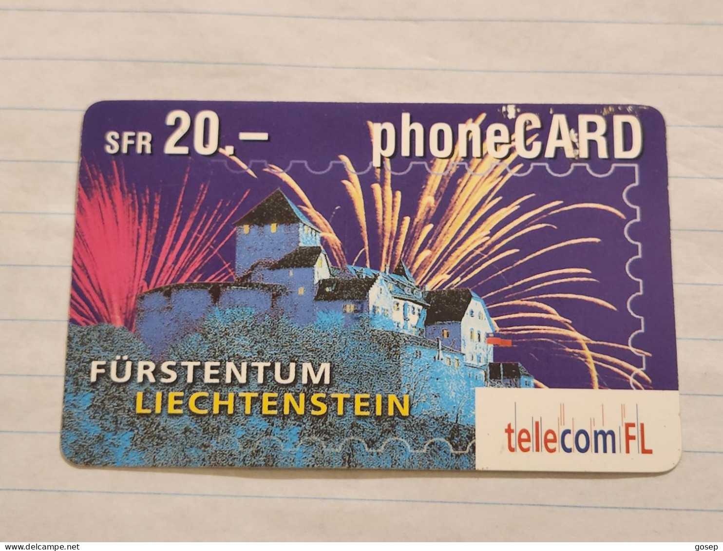 LIECHTENSTEIN-(LI-01B)-Fürstentum-Vaduz Castle-(11)-(415-509-6913-9648)-(20FRANK)-tirage-50.000-used Card - Liechtenstein