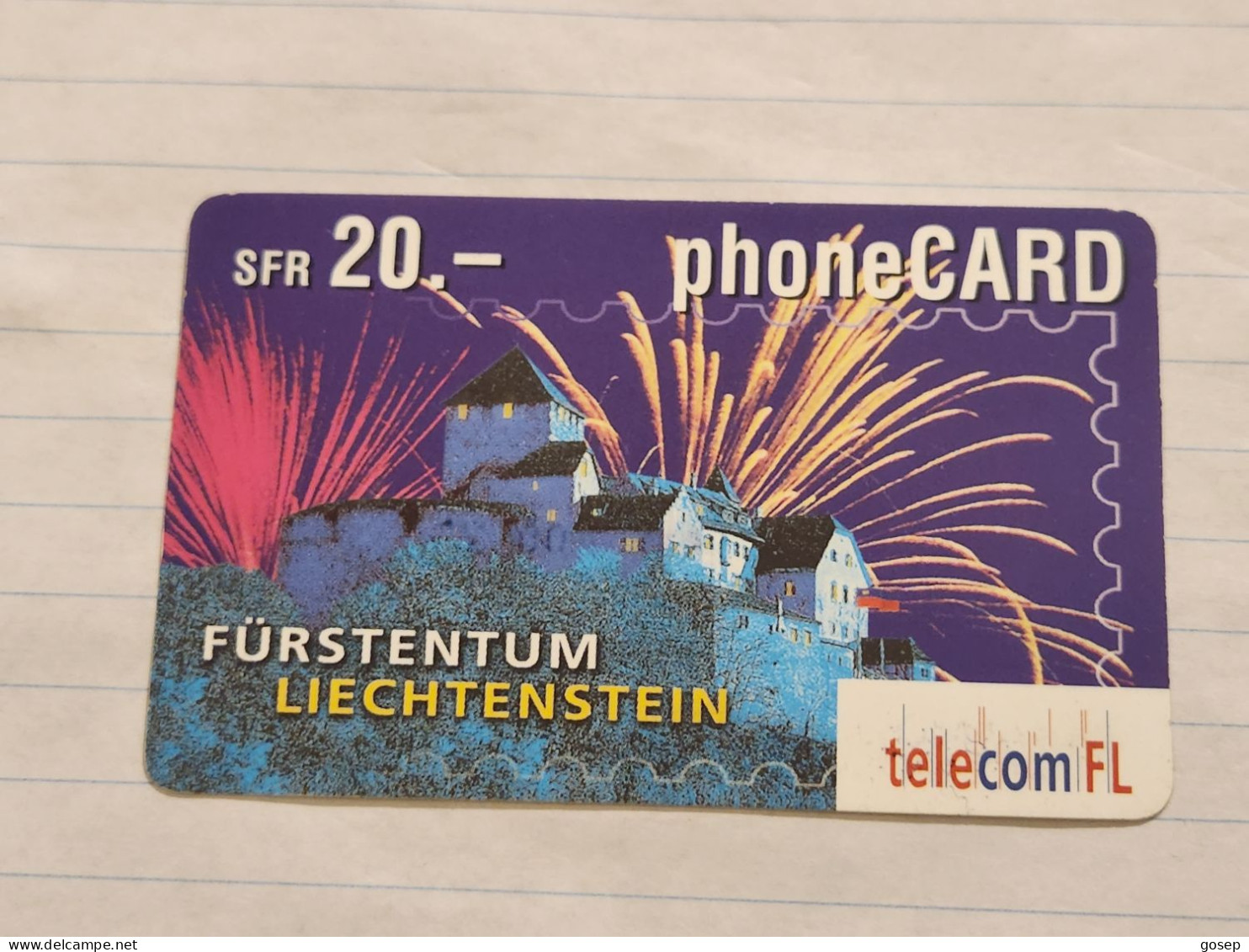 LIECHTENSTEIN-(LI-01B)-Fürstentum-Vaduz Castle-(12)-(415-509-6676-6928)-(20FRANK)-tirage-50.000-used Card - Liechtenstein