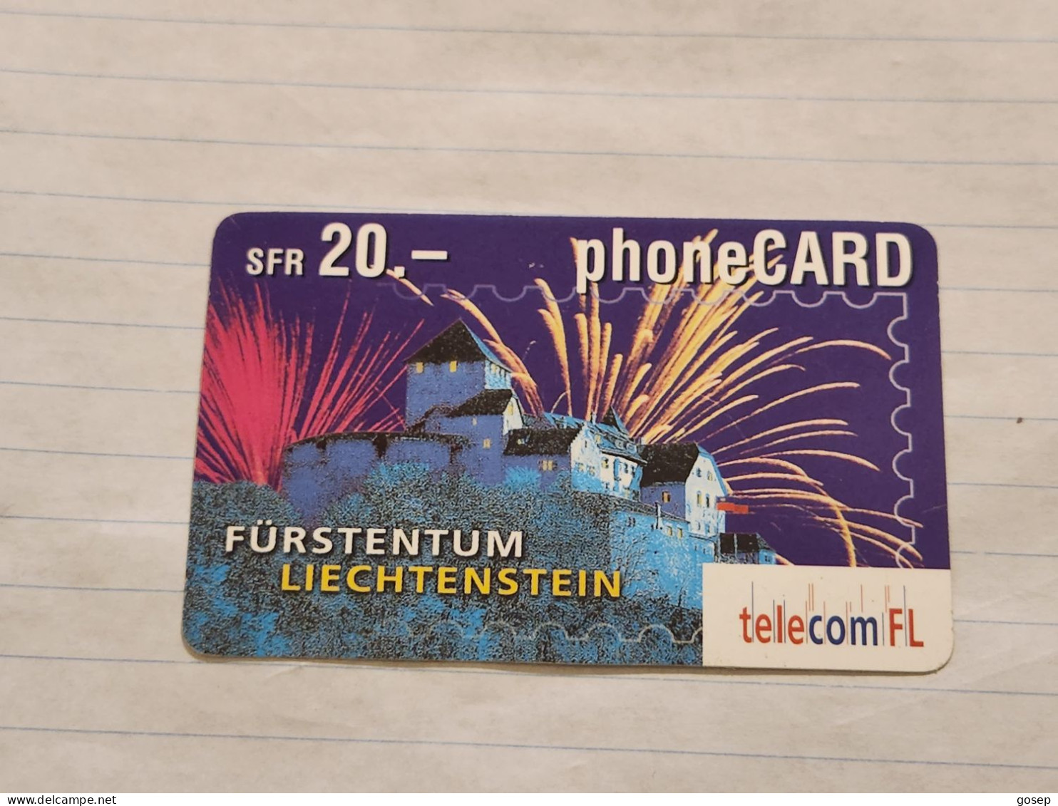 LIECHTENSTEIN-(LI-01B)-Fürstentum-Vaduz Castle-(18)-(415-521-8714-5140)-(20FRANK)-tirage-50.000-used Card - Liechtenstein