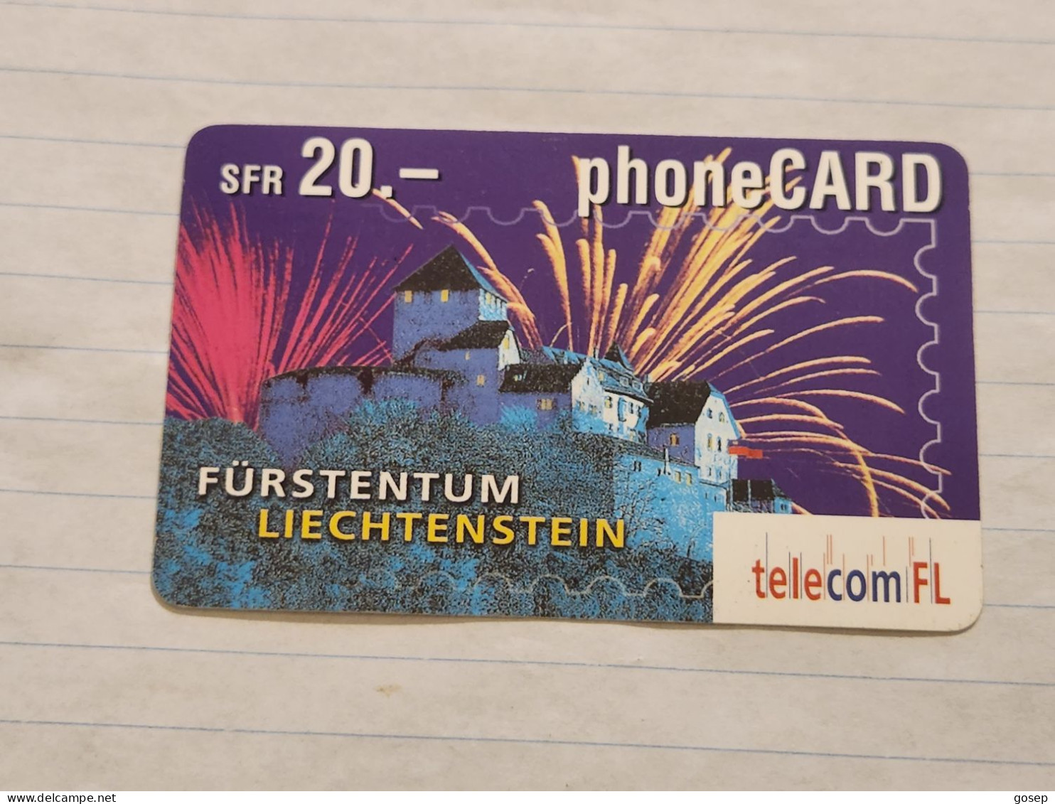 LIECHTENSTEIN-(LI-01B)-Fürstentum-Vaduz Castle-(21)-(415-524-2983-6774)-(20FRANK)-tirage-50.000-used Card - Liechtenstein