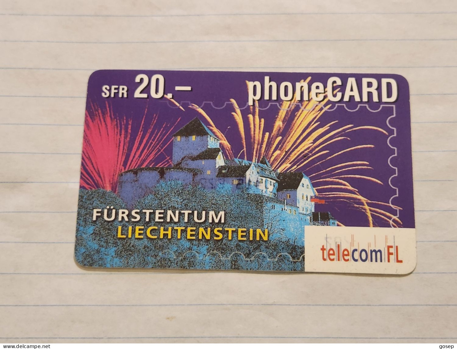 LIECHTENSTEIN-(LI-01B)-Fürstentum-Vaduz Castle-(22)-(415-524-6650-5814)-(20FRANK)-tirage-50.000-used Card - Liechtenstein