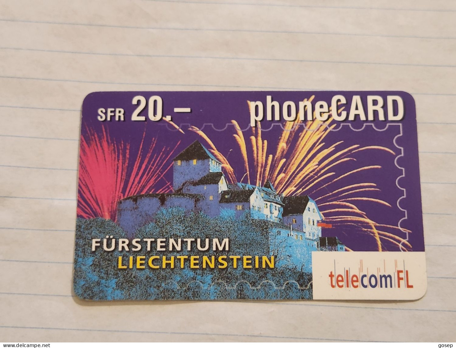 LIECHTENSTEIN-(LI-01B)-Fürstentum-Vaduz Castle-(26)-(415-529-0996-3481)-(20FRANK)-tirage-50.000-used Card - Liechtenstein